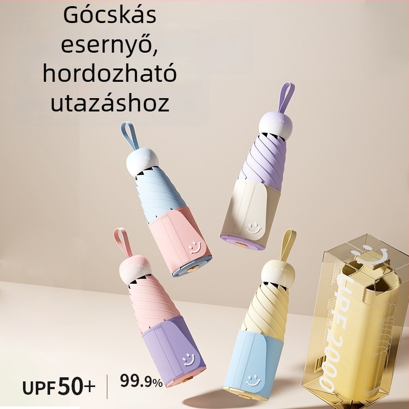 Bodini nap- és esőernyő, UV védelem UPF >50, kompakt öt részes összecsukható, 6 borda, kézi nyitás-zárás, logó testreszabás