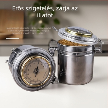 Muxiang rozsdamentes acél dohány nedvesítő üveg higrométerrel, zárható