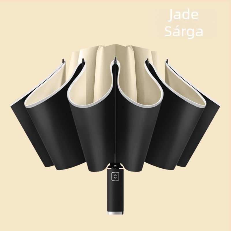 10 bordás visszaforduló esernyő, automata nyitás, reflexes él és világító csík, logónyomtatás és testreszabás