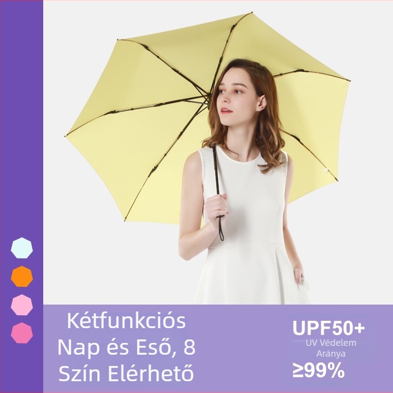 Háromrészes összecsukható, átlátszó UV napernyő, UPF >50, poliészter 260T, 7 merevítő, kézi nyitás