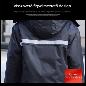Hosszú fényvisszaverő csíkos kabát, levehető, multifunkcionális kialakítás férfiaknak, pamut-keverék anyag, vízálló, szélálló, csíkos mintázat, téli/őszi szezon