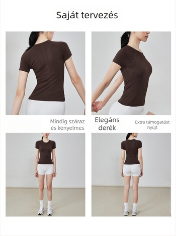 Női gyorsszáradó jóga felső csíkos mintával, nylon anyag 100%, derekat formázó fitness felső
