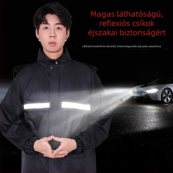 Különálló esőkabát és nadrág szett, Oxford anyag, PVC vízálló réteg, felnőtteknek, kültéri használatra