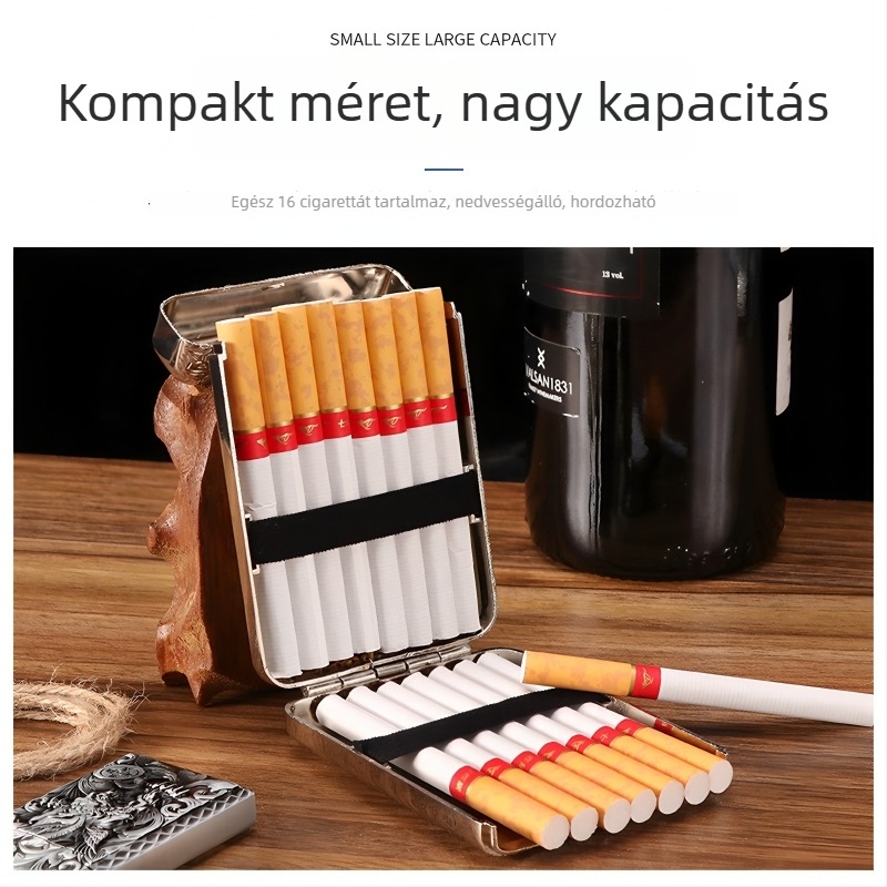 Ötvözetből készült cigarettatárca, három rekesz, klasszikus európai faragott stílus, könnyed luxus