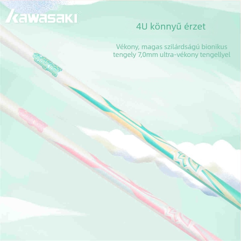 Kawasaki 4U Tollasütő, Szén-kompozit váz, Nylon húzás, Hossz: 675 mm, Tömeg: 80–84 g, Fogásméret G5
