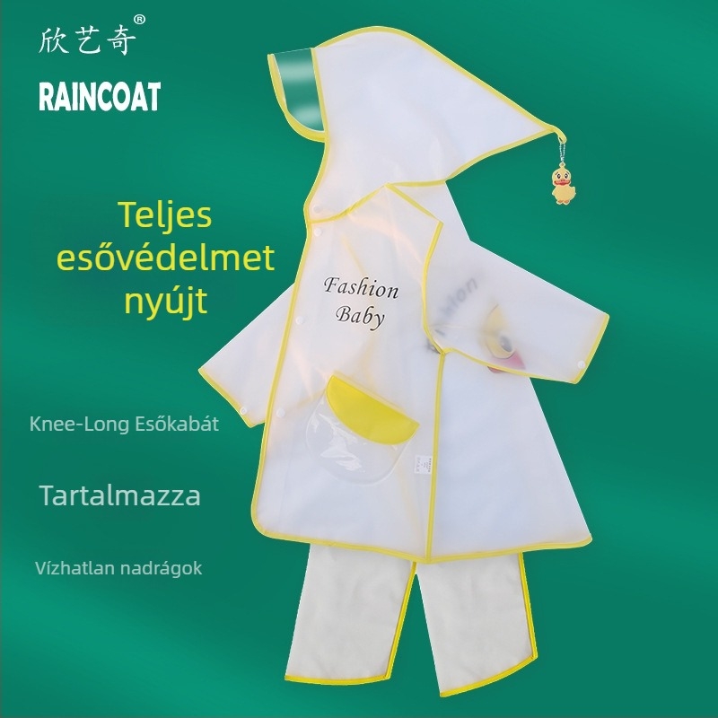 Gyerekeknek készült teljes testet fedő esőponcsó, EVA anyagból, vastag kivitel, rajzfilmszerű dizájn