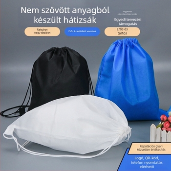 Nem szőtt hátizsák zsinóros zárással, spunbond anyag, hőtranszfer nyomtatás, testre szabható