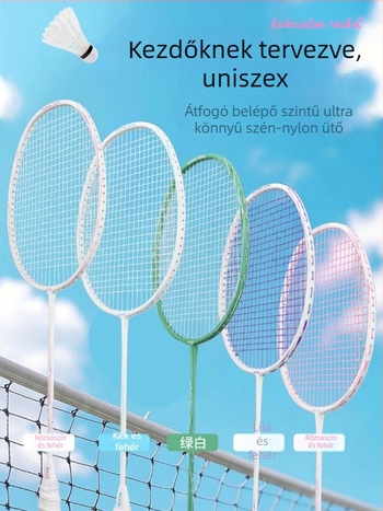 Badminton ütő – karbon rostból készült váz, súly 85–89 g, közvetlen ütés, kezdőknek megfelelő