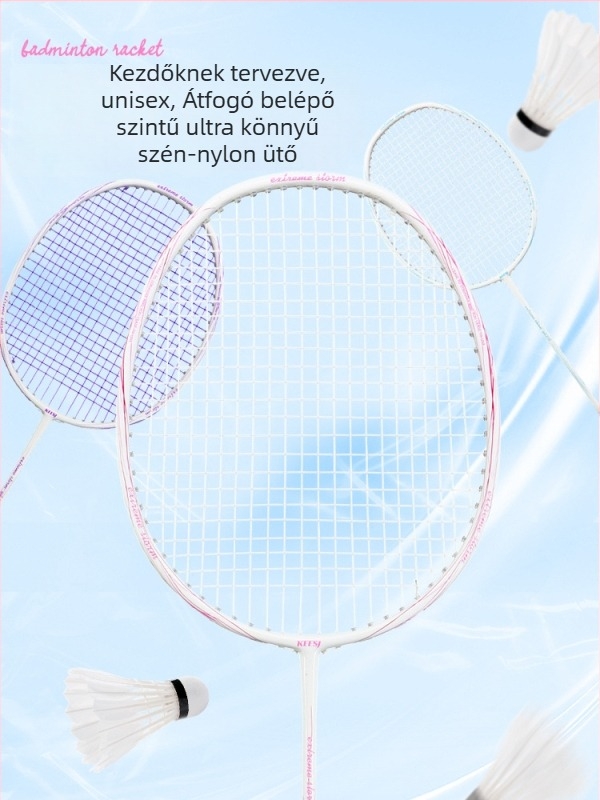 Badminton ütő – karbon rostból készült váz, súly 85–89 g, közvetlen ütés, kezdőknek megfelelő