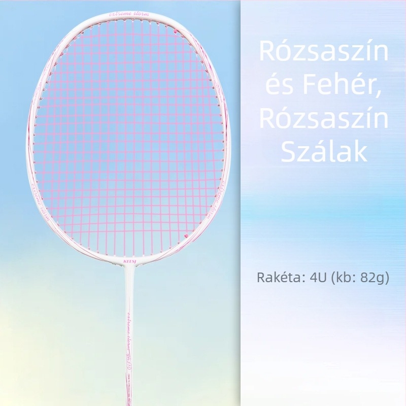 Badminton ütő – karbon rostból készült váz, súly 85–89 g, közvetlen ütés, kezdőknek megfelelő