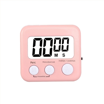 Kaitai KT digitális időzítő ébresztővel és kronográffal, LED kijelző, akkumulátoros működés, ABS ház, téglalap alakú