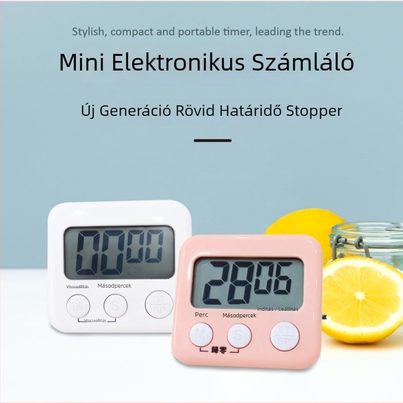 Kaitai KT digitális időzítő ébresztővel és kronográffal, LED kijelző, akkumulátoros működés, ABS ház, téglalap alakú