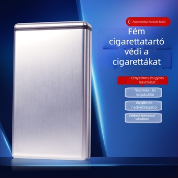 Fém cigarettatároló, ultra vékony, csúszó fedél, 20 darab, modern minimalist stílus
