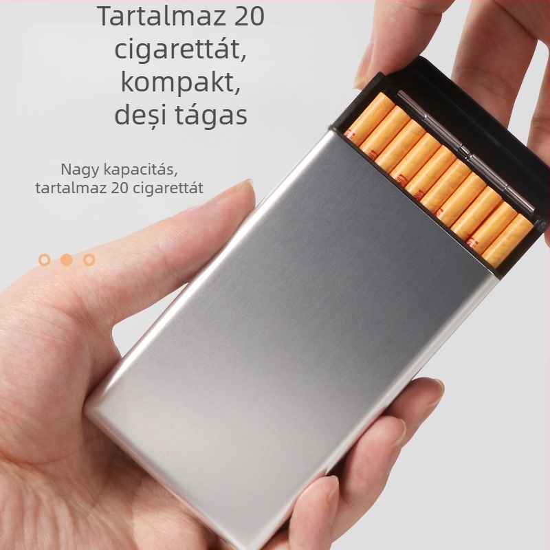 Fém cigarettatároló, ultra vékony, csúszó fedél, 20 darab, modern minimalist stílus