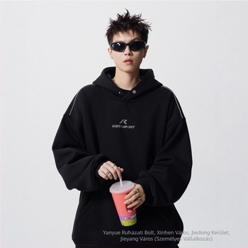 Pulóver kerek nyakú, vastag poliészter-keverék, laza szabás, hosszú ujjú, oldalsó zsebek