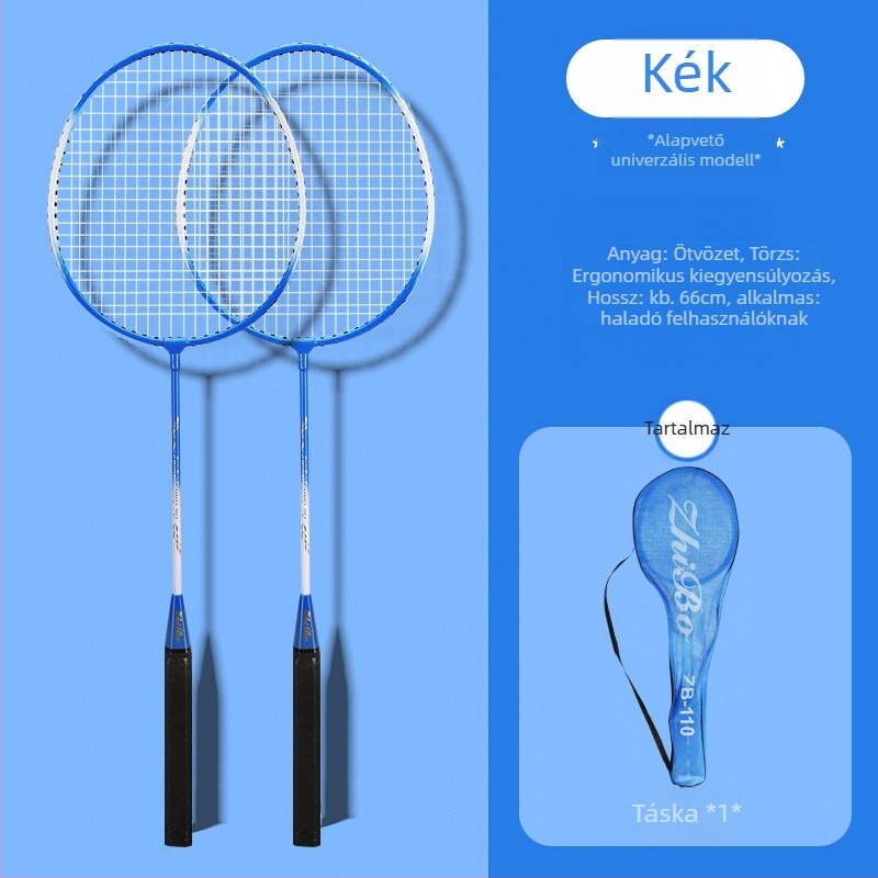 Badminton ütő Ferroalloy kerettel, Nylon húrokkal, kezdőknek és junioroknak, közepes keménységű nyelet, fitneszhez és futáshoz