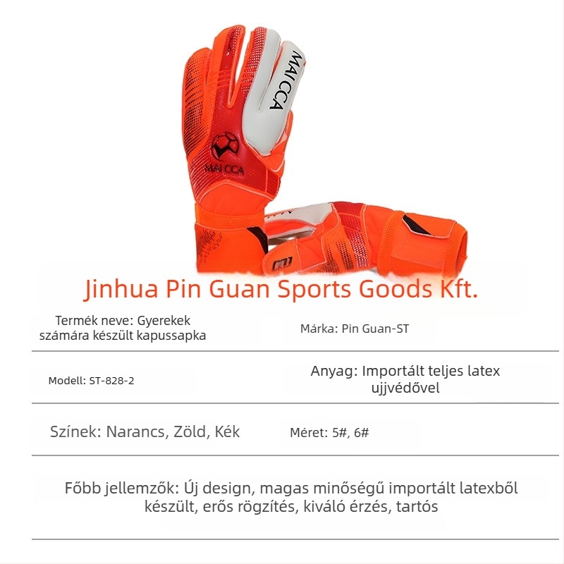 Gyerekeknek készült kapus kesztyűk, latex ujjvédővel, ST-828-2, Pinguan, futball-edzéshez