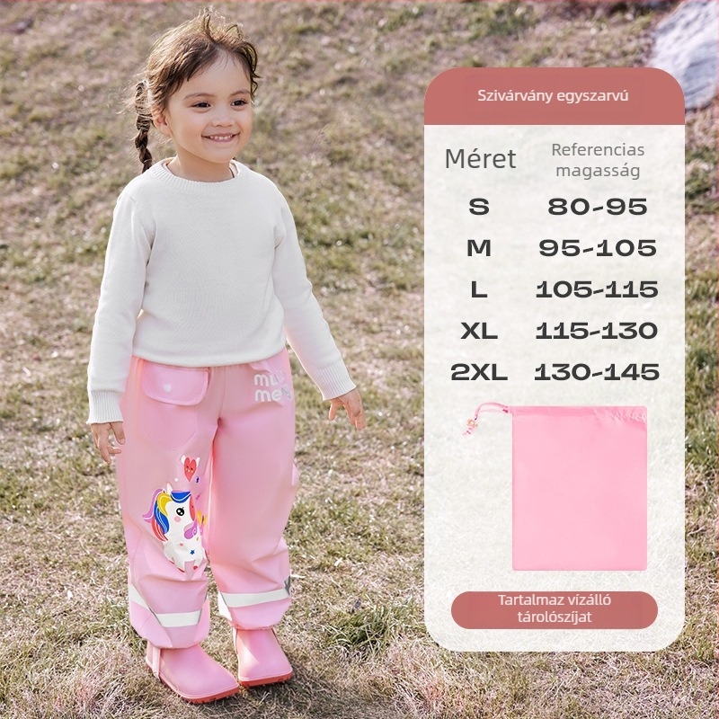 Gyerekeknek esőnadrág - vízálló Oxford anyag, PU réteg, logó nyomtatás elérhető