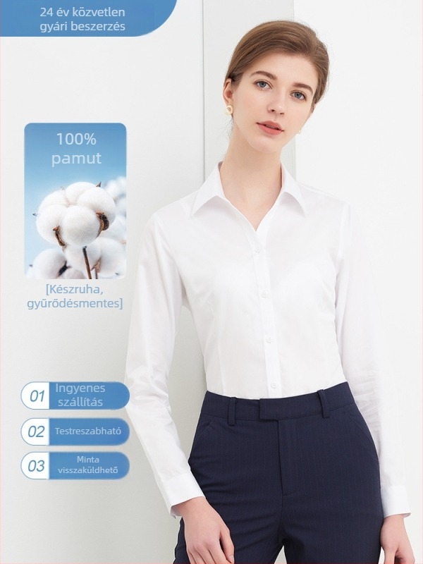 100% pamut ing, karcsúsított szabás, rövid ujjú, vasalásmentes, rever gallér