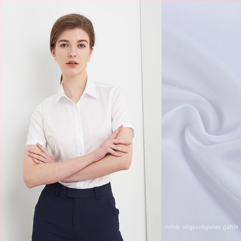 100% pamut ing, karcsúsított szabás, rövid ujjú, vasalásmentes, rever gallér