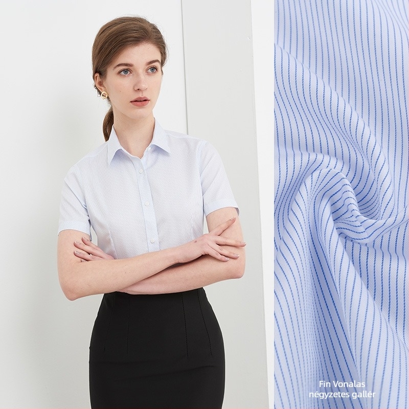 100% pamut ing, karcsúsított szabás, rövid ujjú, vasalásmentes, rever gallér