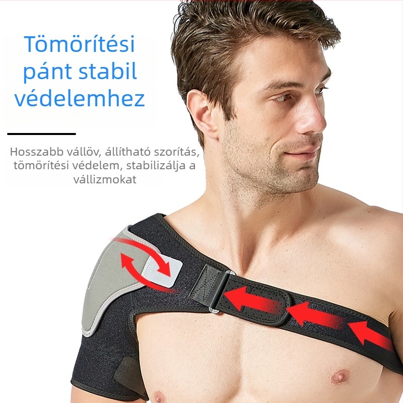 Beállítható válltámasz-tartó pánt – felnőtteknek, röplabdázáshoz, védelem a túlterhelés és a diszlokáció ellen, kompresszió és stabilitás (anyag: OK fabric; fitnesz felszerelés; egészségügyi masszázs)