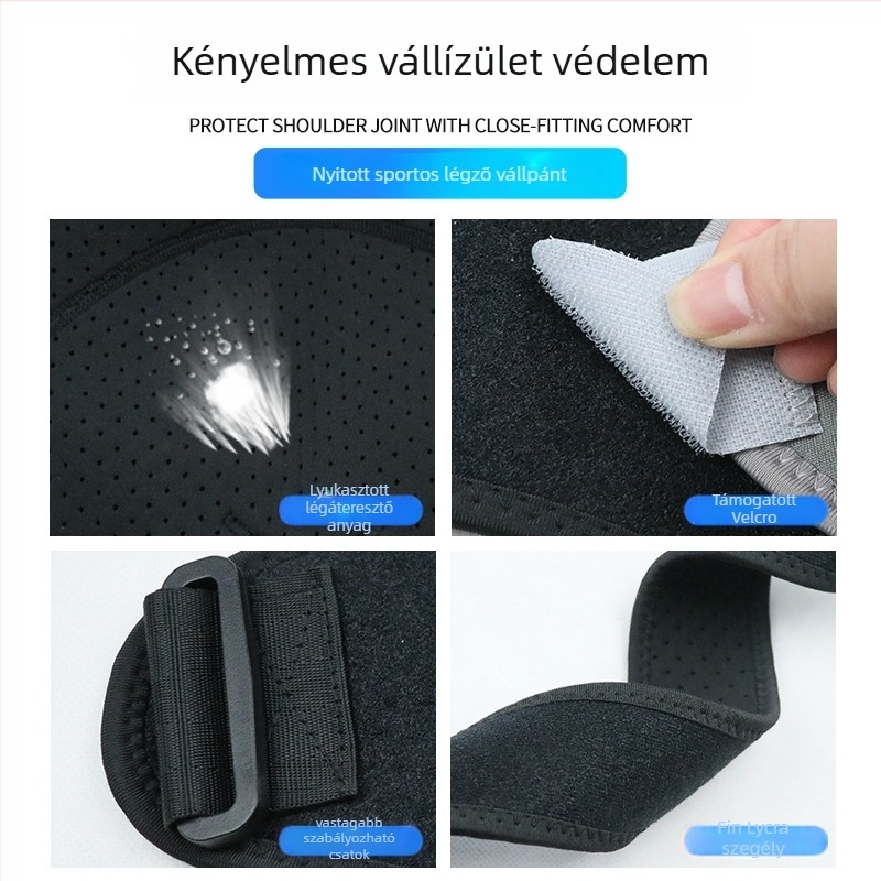 Beállítható válltámasz-tartó pánt – felnőtteknek, röplabdázáshoz, védelem a túlterhelés és a diszlokáció ellen, kompresszió és stabilitás (anyag: OK fabric; fitnesz felszerelés; egészségügyi masszázs)