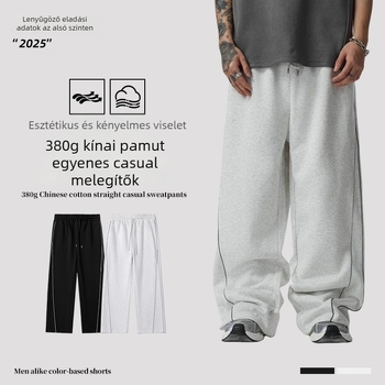 Férfiaknak szabadidős nadrág, egyenes szárú, középmagas derekú, övvel, 380 g pamutszövet-keverék