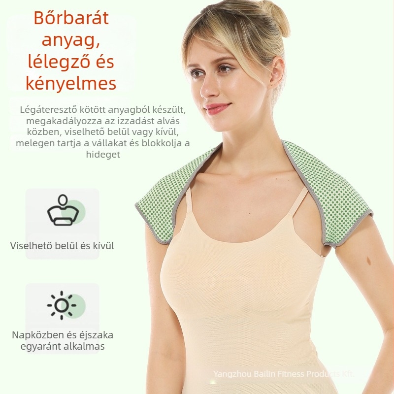 Mugwort fizioterápiás vállsál felnőtteknek, kötött váll- és nyakmelegítő, anyag: fonal, spandex, latex, vállvédő