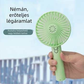 Könnyű hordozható kültéri kézi ventilátor USB-töltésű, csendes, 4 lapátos, 3 sebesség