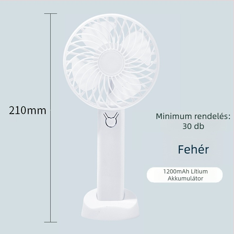 Könnyű hordozható kültéri kézi ventilátor USB-töltésű, csendes, 4 lapátos, 3 sebesség