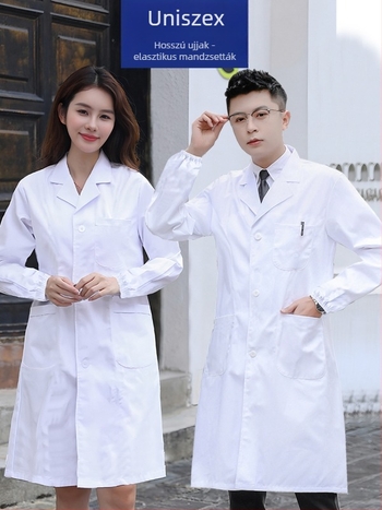 Uniszex orvosi köpeny klinikák és laboratóriumok számára, pamut anyag, nedvesség-elvezető és izzadság-abszorber tulajdonságokkal, Medical Diamond márka, négy évszakos viselet, 2025 tavaszán debütál.