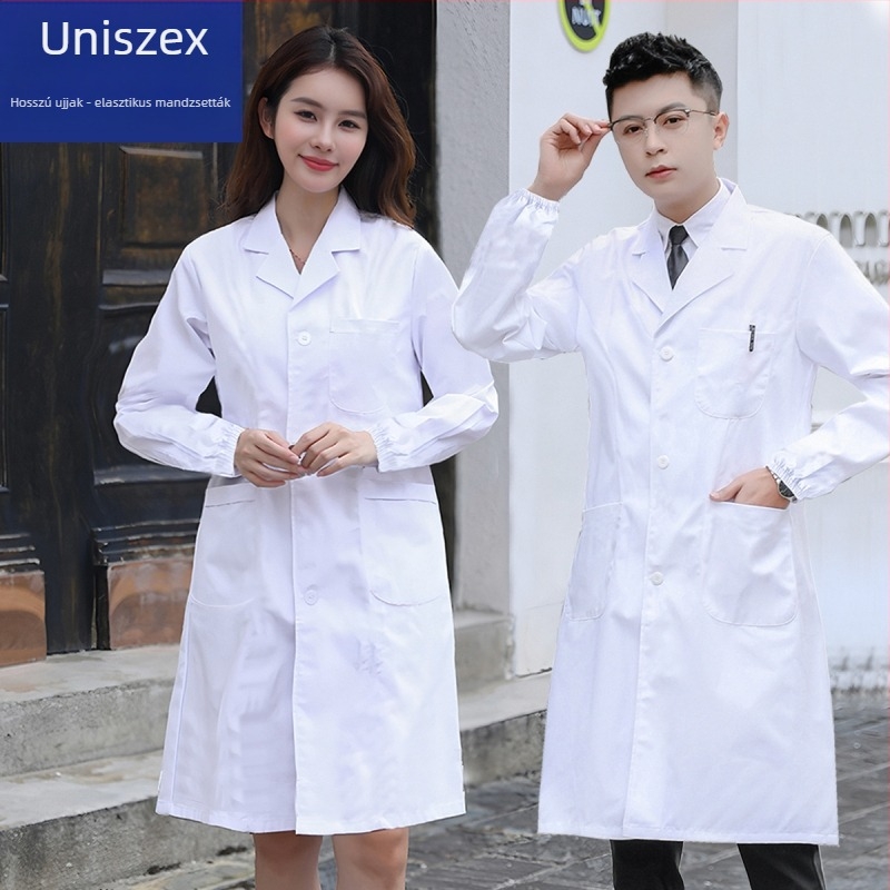 Uniszex orvosi köpeny klinikák és laboratóriumok számára, pamut anyag, nedvesség-elvezető és izzadság-abszorber tulajdonságokkal, Medical Diamond márka, négy évszakos viselet, 2025 tavaszán debütál.