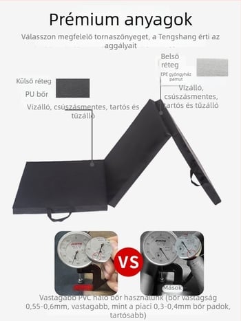 Összecsukható fitnesz matrac, vastagított szivaccal és vászon borítással, hasizomgyakorlatokhoz, kaliszténikához, tánc edzésekhez és otthoni edzésekhez (1 db)