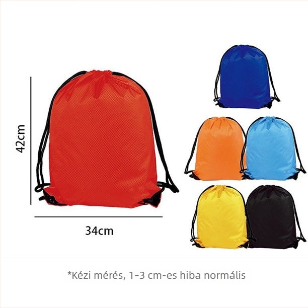 Sportos húzós hátizsák személyre szabott logóval és hőtranszfer nyomtatással, Oxford vászonból, dupla vállpánt.