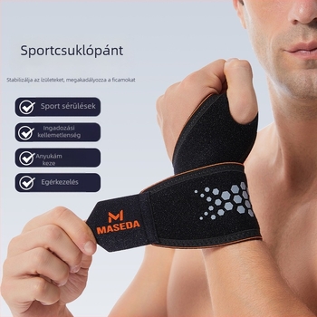 Szellőző csuklóvédő kompressziós ujjtámogatással, sportokra; Anyagok: neopren/OK textile/nylon; Védett rész: csukló; Alkalmazható sportok: kosárlabda, futball, tollaslabda, röplabda, baseball, asztalitenisz