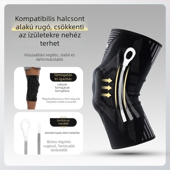 Térdvédők – kötött nylonból készült térdvédővel, szilikon géllel, latexzsinórral és rugóval; alkalmas minden sportágra; tömeg 144 g