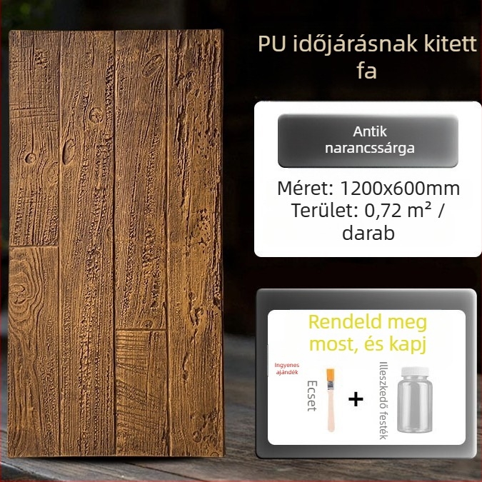 Antik tégla falpanel PU felülettel, fa mintázat, Európai klasszikus stílus, matt felület, poliuretán kivitelezés