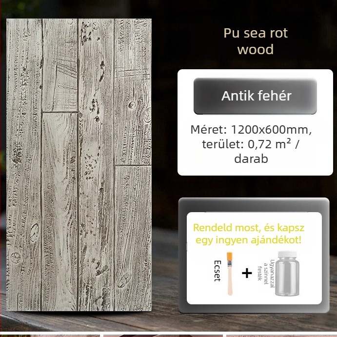 Antik tégla falpanel PU felülettel, fa mintázat, Európai klasszikus stílus, matt felület, poliuretán kivitelezés