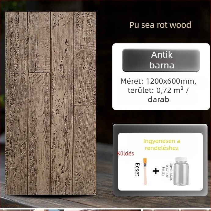 Antik tégla falpanel PU felülettel, fa mintázat, Európai klasszikus stílus, matt felület, poliuretán kivitelezés