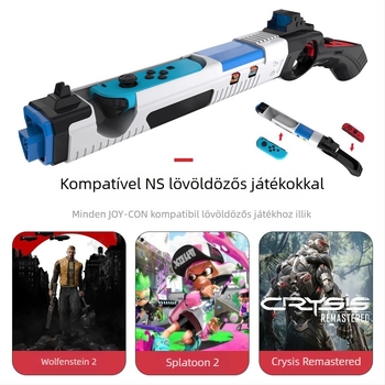 NS-hez készített Switch szenzoros pisztolyvezérlő, leválasztható, 4 kártyahely, Switch játékokhoz