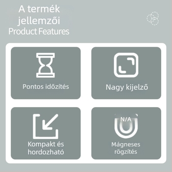 Elektronikus visszaszámláló időzítő nagy LED kijelzővel, akkumulátorról működő, ébresztés és kronográf