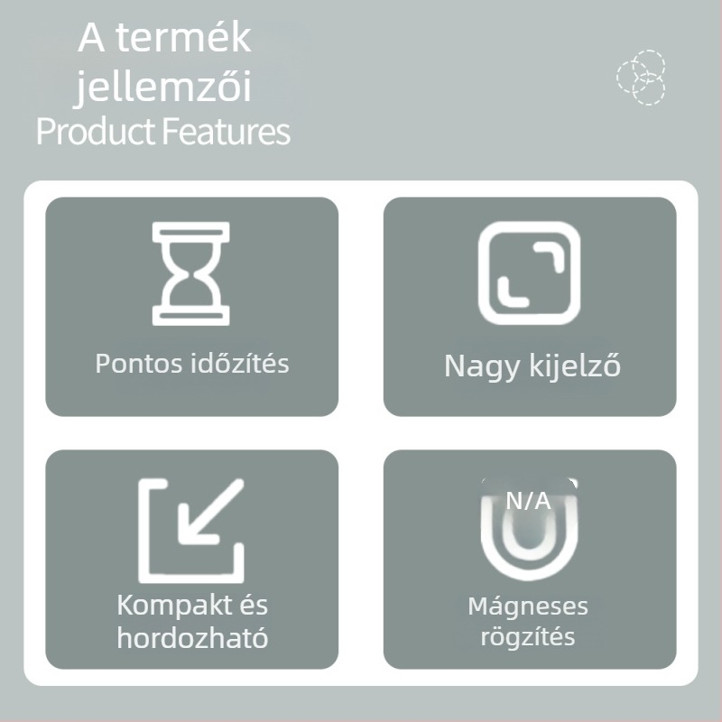 Elektronikus visszaszámláló időzítő nagy LED kijelzővel, akkumulátorról működő, ébresztés és kronográf