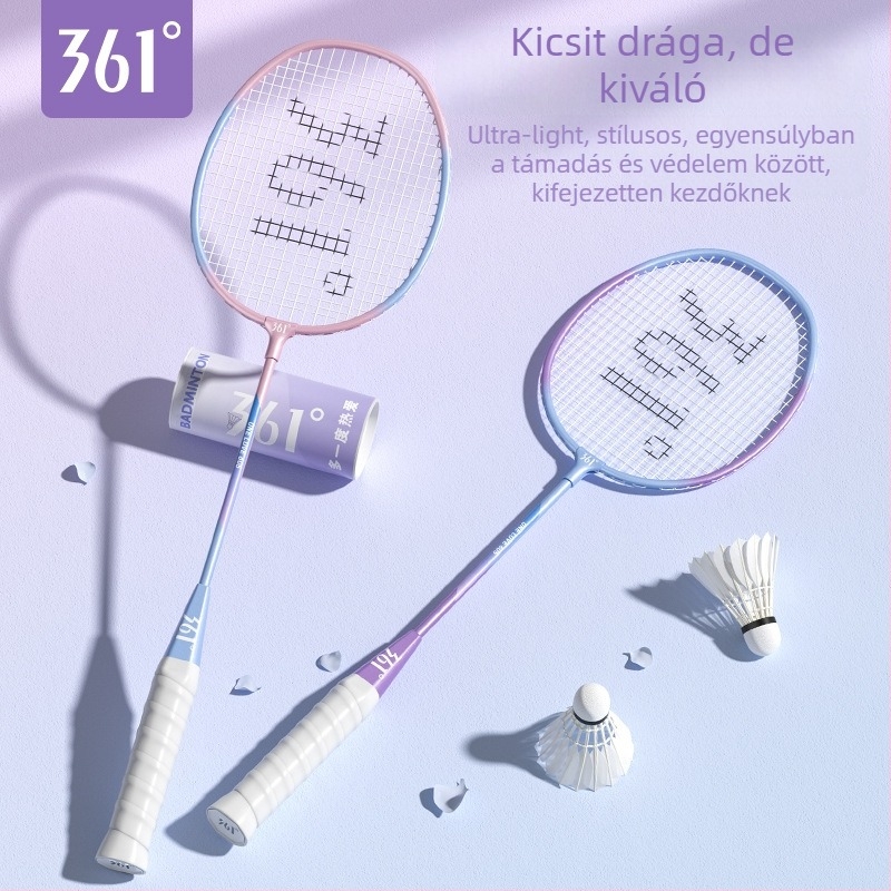6 darabos badmintonütő készlet, ultra könnyű és tartós, keret vasötvözet, nylon húrok, tömeg 95–100 g, fogantyú G2, egyenes fej