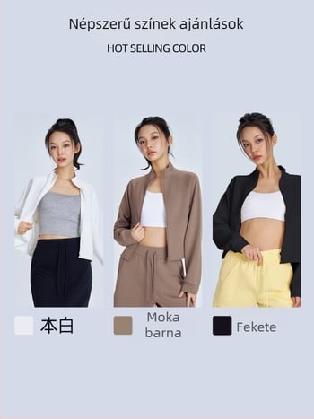 Slim fit jóga kabát, hosszú ujjú, derékig érő hossz, előre zseb, anyag rayon légréteggel