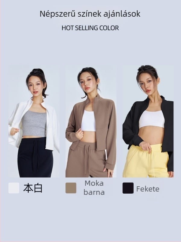 Slim fit jóga kabát, hosszú ujjú, derékig érő hossz, előre zseb, anyag rayon légréteggel