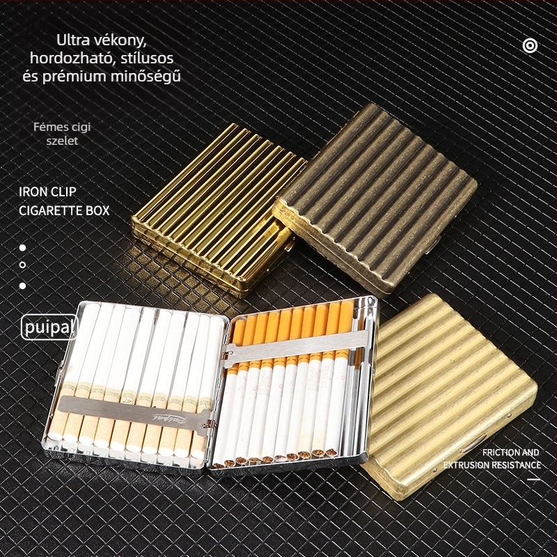 Műanyag cigarettatároló, 10 darabos készlet, hordozható, kártyatálcás kialakítás, nyomtatott logóval testre szabható