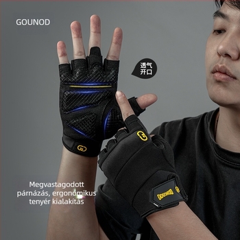 Félujjú kesztyűk súlyemeléshez - tenyérvédő, csúszásmentes, kopásálló, felnőtteknek, poliészter anyag