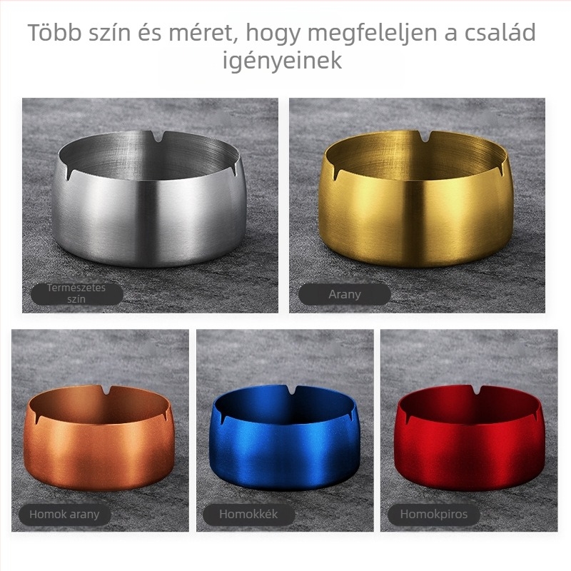 Rozsdamentes acélból készült hamutartó, szélvédett vastagított dizájnnal - logónyomtatás, újrafelhasználható, modern minimalist stílus