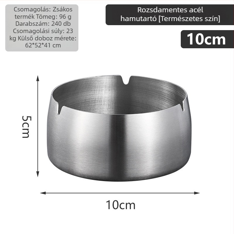 Rozsdamentes acélból készült hamutartó, szélvédett vastagított dizájnnal - logónyomtatás, újrafelhasználható, modern minimalist stílus